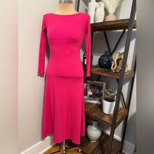 NWT Farm Rio Boat Neck Midi Ribbed Maxi Dress Pink Women’s SIZE SMALL